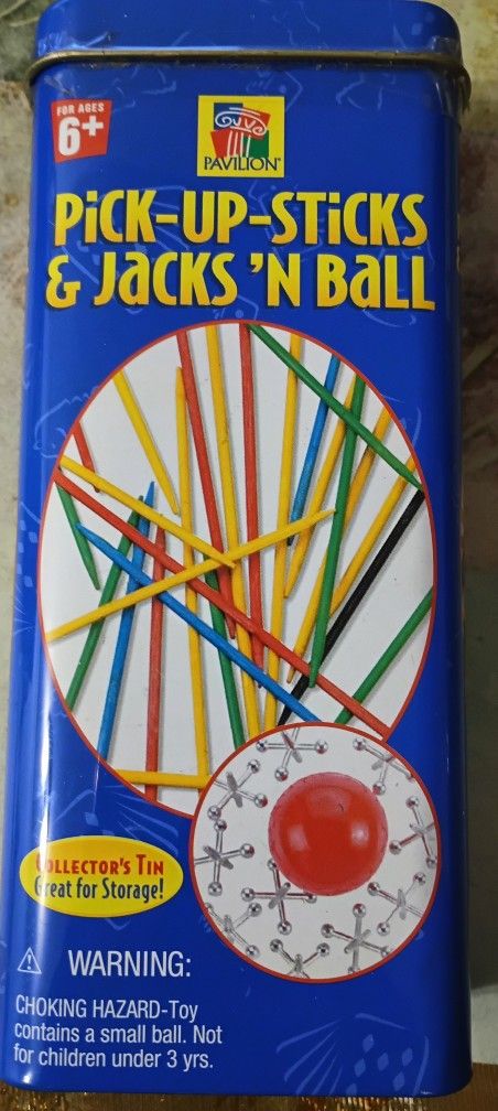New Pick Up Sticks And Jacks Game, In Metal Can