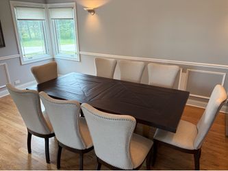 Wood dining room table with eight chairs Wood dining room table with 8 chairs