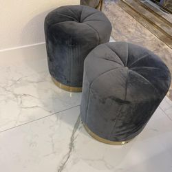 Nice Velvet Charcoal Stools 