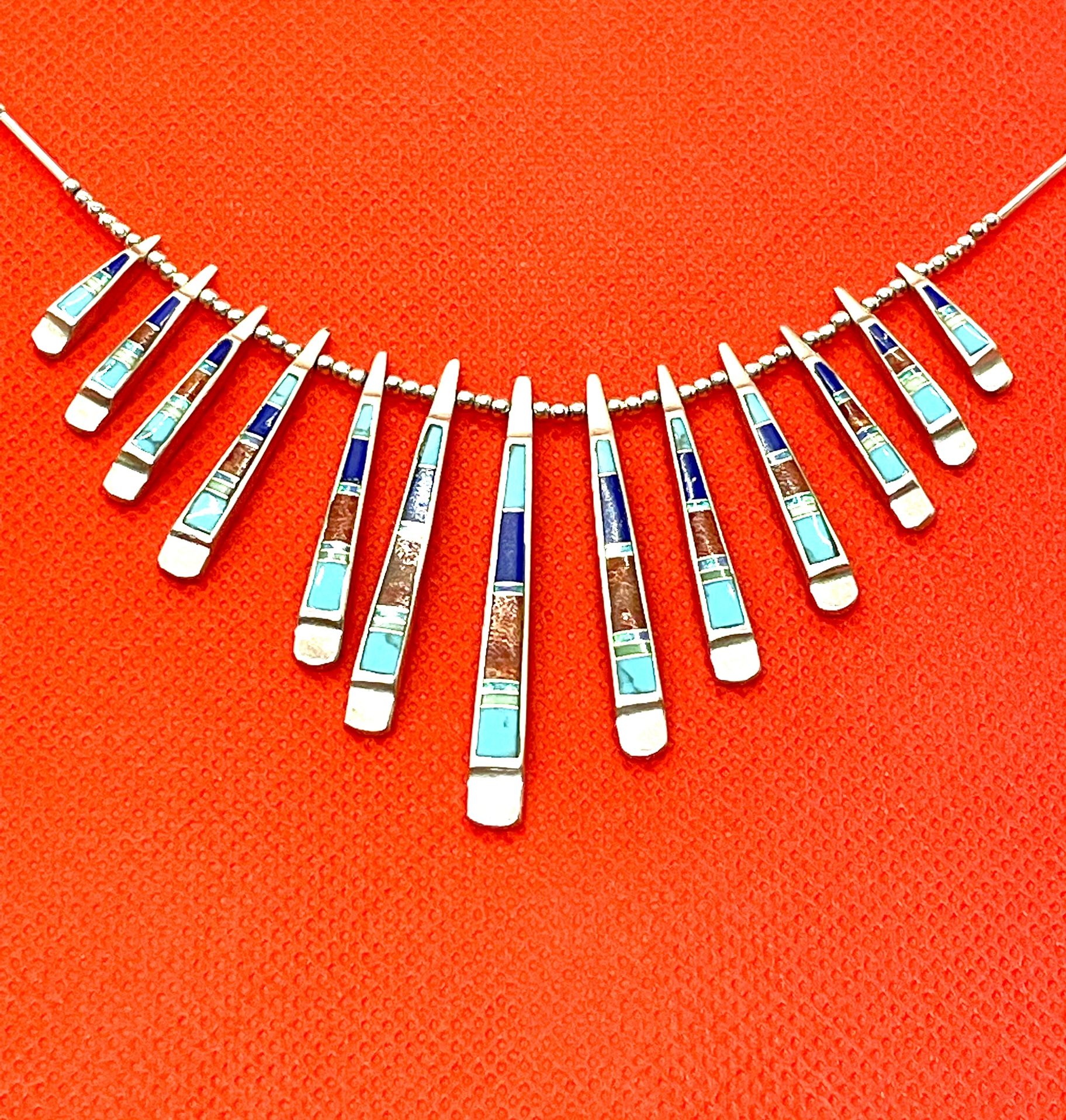 Sterling Reversible Turquoise  & Opal Necklace