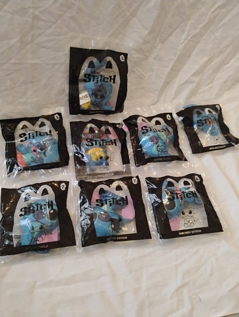Stitch Plush Lot McDonald’s Disney 2022 NEW Sealed Set 1-8