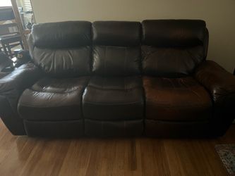 Dark Brown Leather Reclining Sofa
