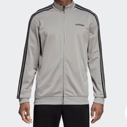 New Men’s Adidas Essentials 3-Stripes Tricot Track Jacket Legend/White Size M