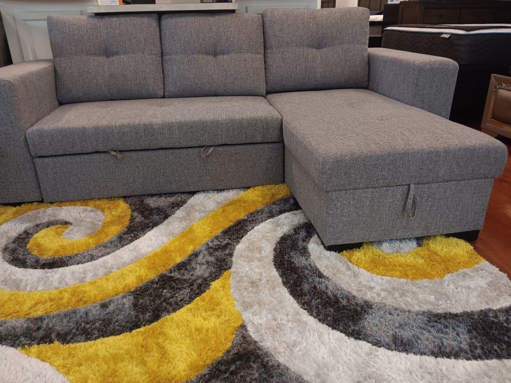 *Ad Special!!!*---Monaco Gray Fabric Sleeper Sofa W/Flexible Chaise---Now $599!!!---Delivery And Financing🫡