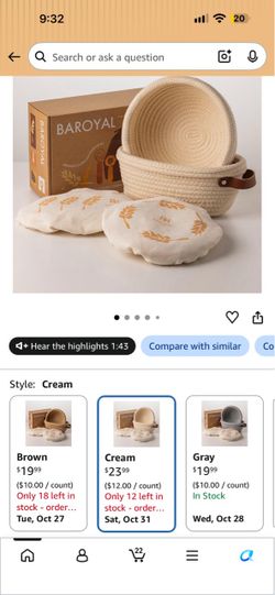 NEW  Sourdough 100% Cotton bannetons 2pc proofing baskets