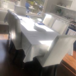 4 White Faux Leather Dining Chairs