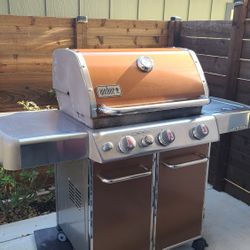 Weber Genesis Gas Grill with Side Burner + FULL Propane Tank – New Cast Iron Grates