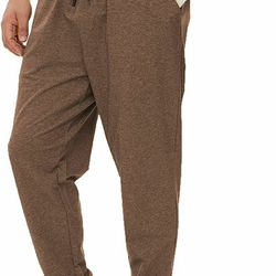 Mens Joggers Brown Sweatpants W/ Drawstring Size S 