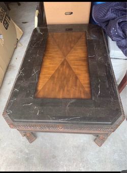 Wood and granite coffee table