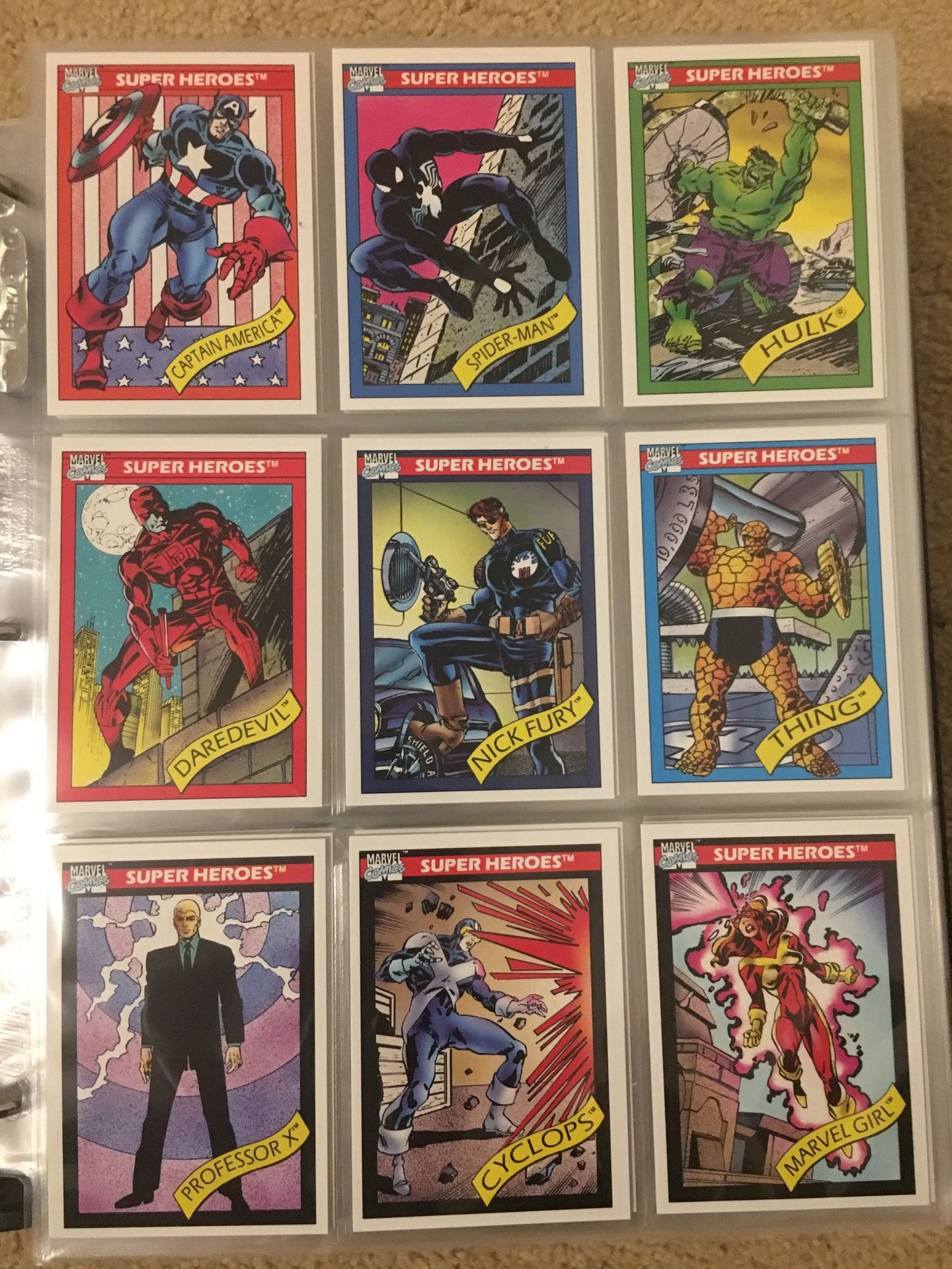 1990 Marvel Universe Series 1 Trading Cards COMPLETE BASE SET, #1-162 - NM/M! - Impel