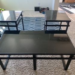 Glass Coffee Table With 2 Matching End Tables