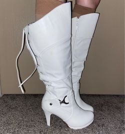 White high heel boots