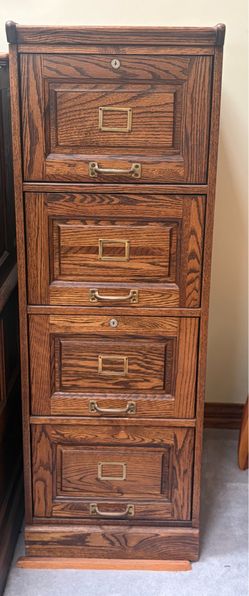 Solid Oak 4 Drawer vertical file cabinet-