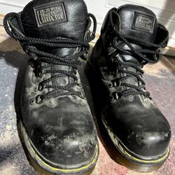 Classic Dr. Martens steel toe boots.
