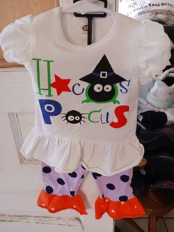 2 Sets Girls Halloween Outfits Shirt And Pants 