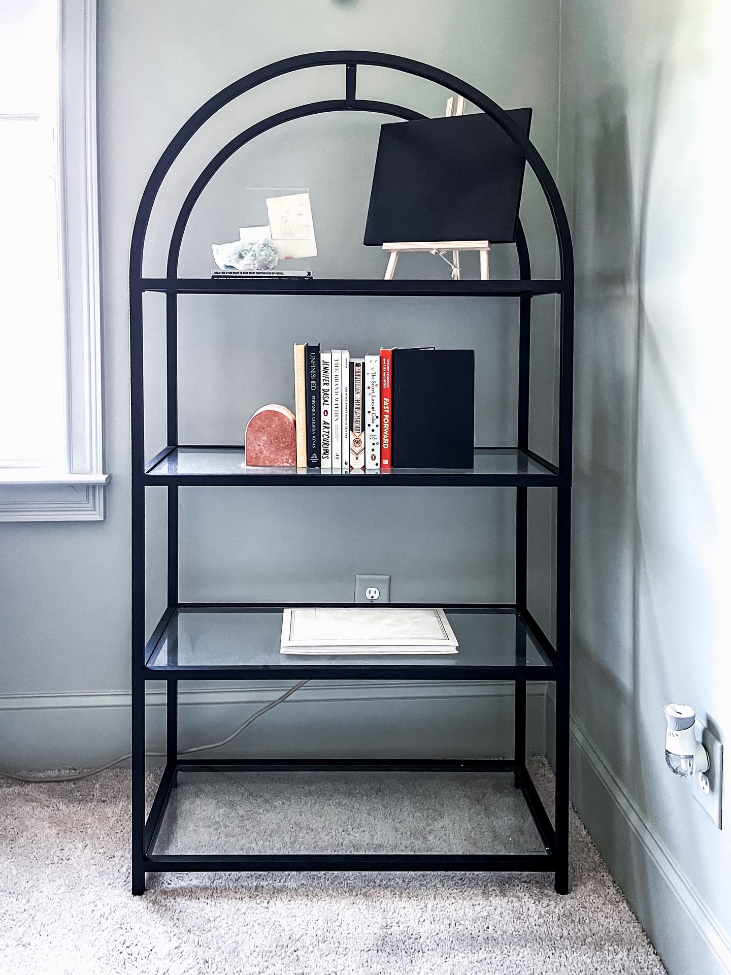 ✨ Modern Black Metal & Glass Bookcases – Set of 2 – $120 for Both