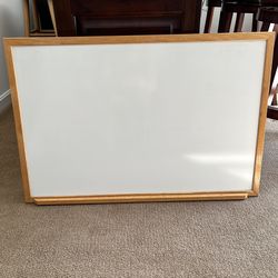 Dry Erase Whiteboard with Oak Frame 36" x 24" (New Condition)