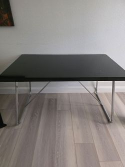 Black computer table. Heavy glass top.