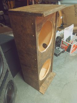 Subwoofer box Downward firing 10-in  custom wood stained shellac finish. 2 Cub feet. FREE DELIVERY PORTLAND VANCOUVER AREA