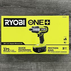 New RYOBI ONE+ 18V Cordless 1/2 in. Impact Wrench Kit with 4.0 Ah Battery and Charger $125 Firm