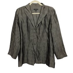 Eileen Fisher Jacket Womens Small Silk Crepe Blazer Career Sustainable Gray