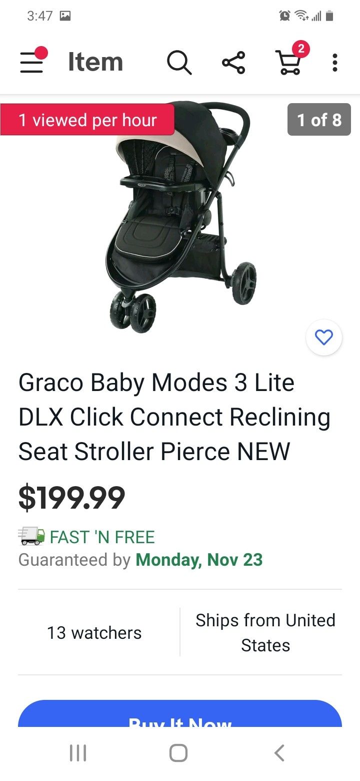 Graco Baby Modes Lite DLX Click Connect Reclining Seat Stroller