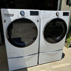 Washer And Dryer Set With Pedestals LG Brand