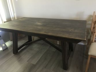 Dark Wood Trestle Dining Table