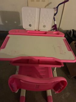 Pink Kids Study Desk with Chair