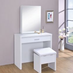 Brand New 2 PC Sleek White Vanity Set