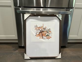 European town watercolor print
