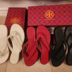 Tory Burch Leather Sandals Flip Flops  200 For 3 Pairs