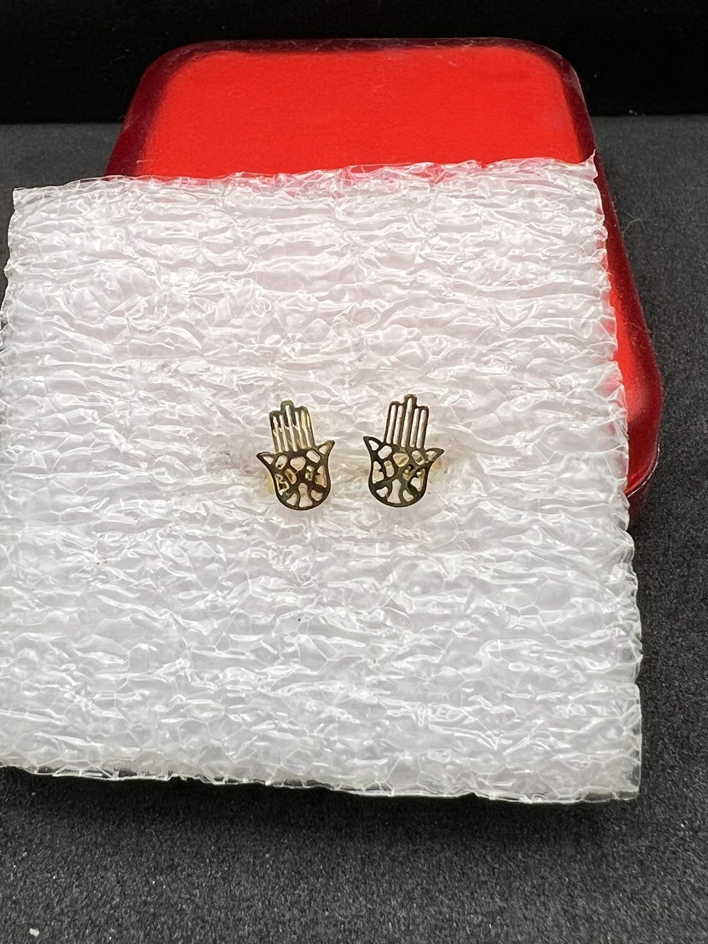 Hamsa hand gold stud earrings