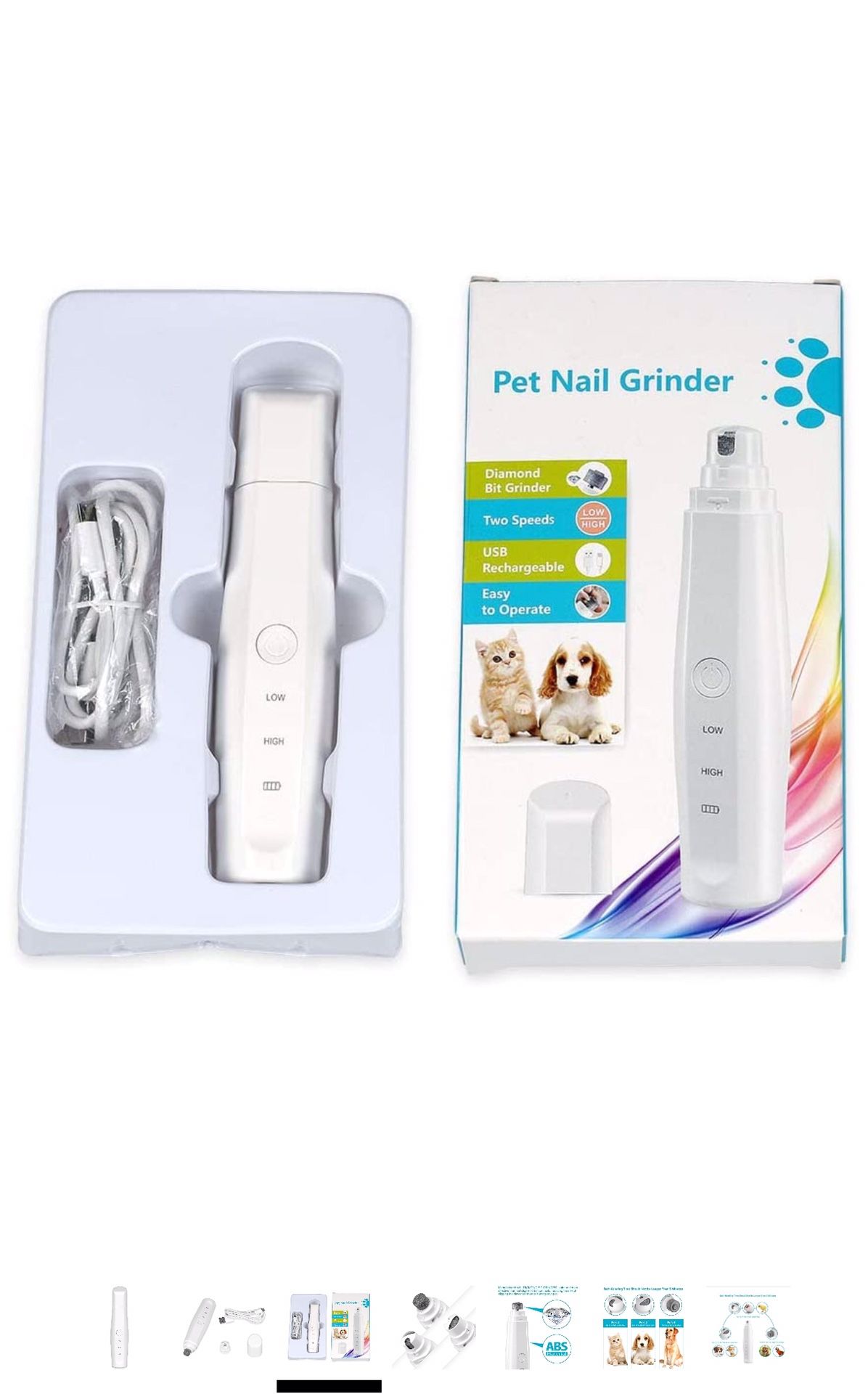 Pet Nail Grinder - Professional - Electric Rechargeable Pet Nail Trimmer Painless Grooming Tool for Dogs and Cats
