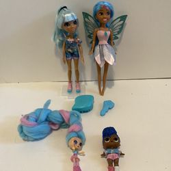 Collectible Blue Small Dolls Failfix Prettyartee, Candylocks Surprise, Sparkle Girls Fairy Princess, & LOL  