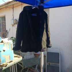 Genuine Soft Suede Leather Jacket With Faux Fur Lining