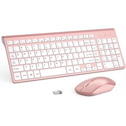 Wireless Keyboard and Mouse,2.4G Full Size and Portable Wireless Keyboard with Numeric Keyboard 