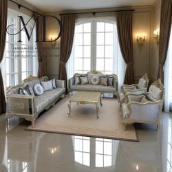 Majestic Legacy Living Room Set 5 pieces, Implies heavenly beauty with divine detail