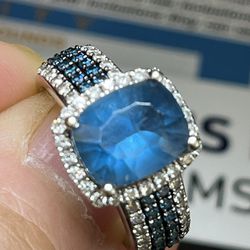 14k Blue Sapphire Diamond Rings 