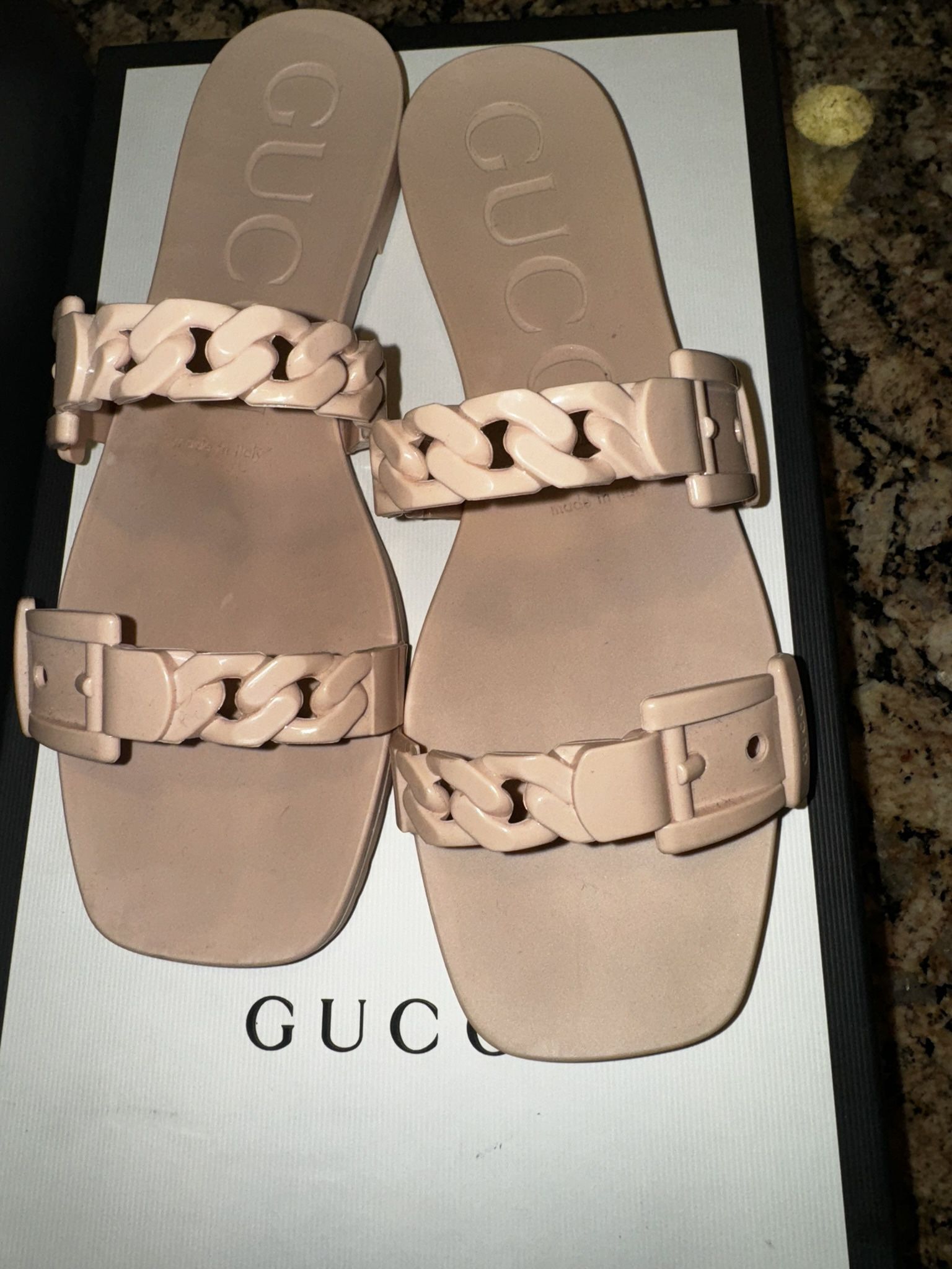 Gucci Chain link Blush Pink Sandals Size 9
