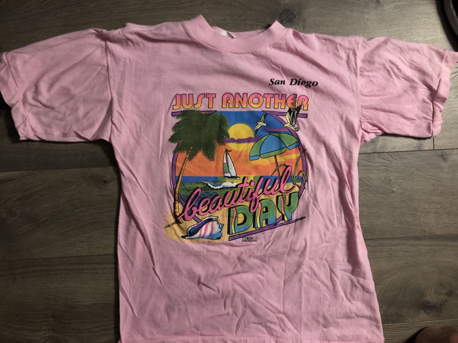 VTG San Diego Beach T Shirt 90s Pink retro Vacation Surf Skate Medium M ...