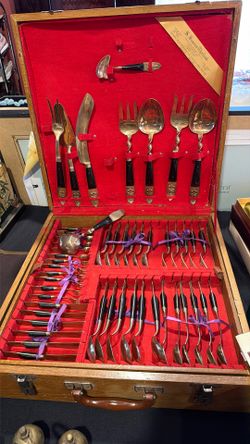 Brass And Ebonite Flatware Set