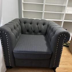 Gray Tufted Armchair