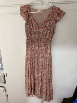 $10 Indigo Rose Pink Floral Button Front Flowy Dress Women’s Medium