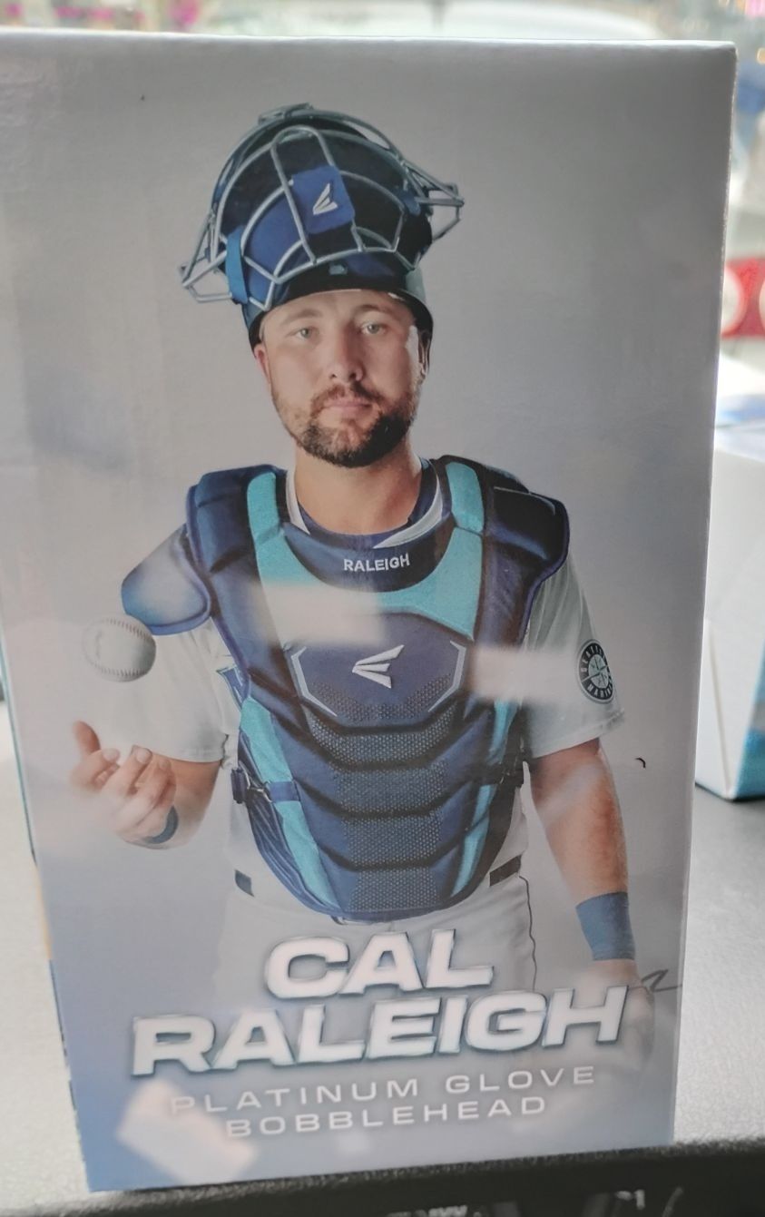 Cal Raleigh Bobblehead Collectible Platinum Glove Nib