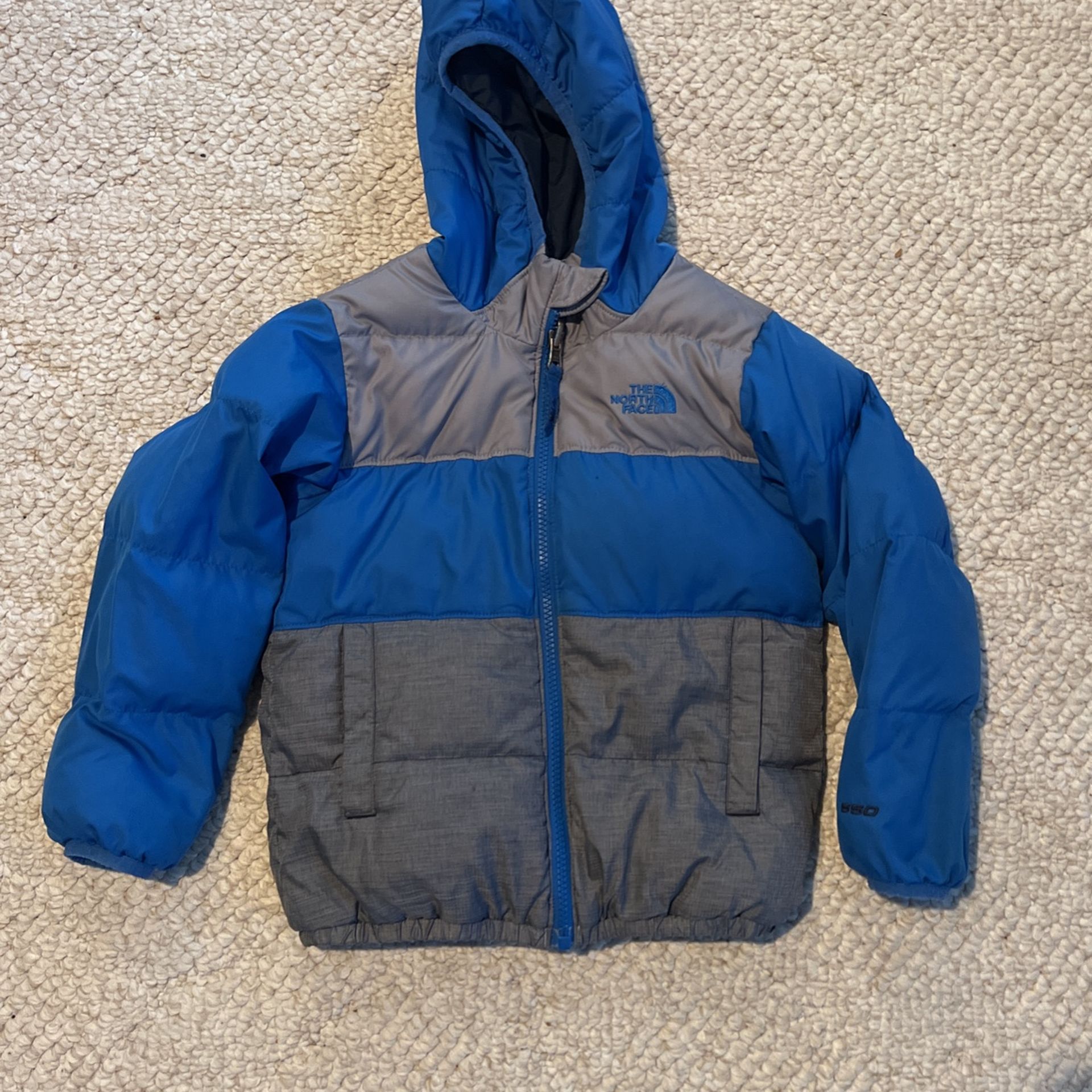 Child’s North face Reverable Puffer Jacket Blue Youth Small