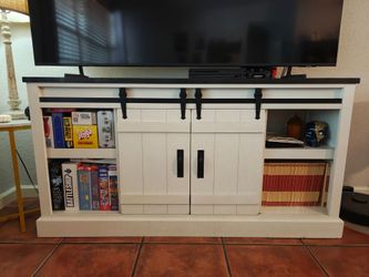Farmhouse TV Stand with Sliding Barn Doors