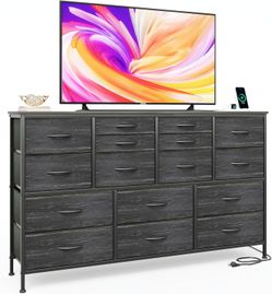Dresser TV Stand with Power Outlet 60" TV Stands for Living Room Dresser for Bedroom with 16 Drawer