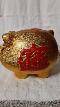 Ceramic Golden Piggy Bank