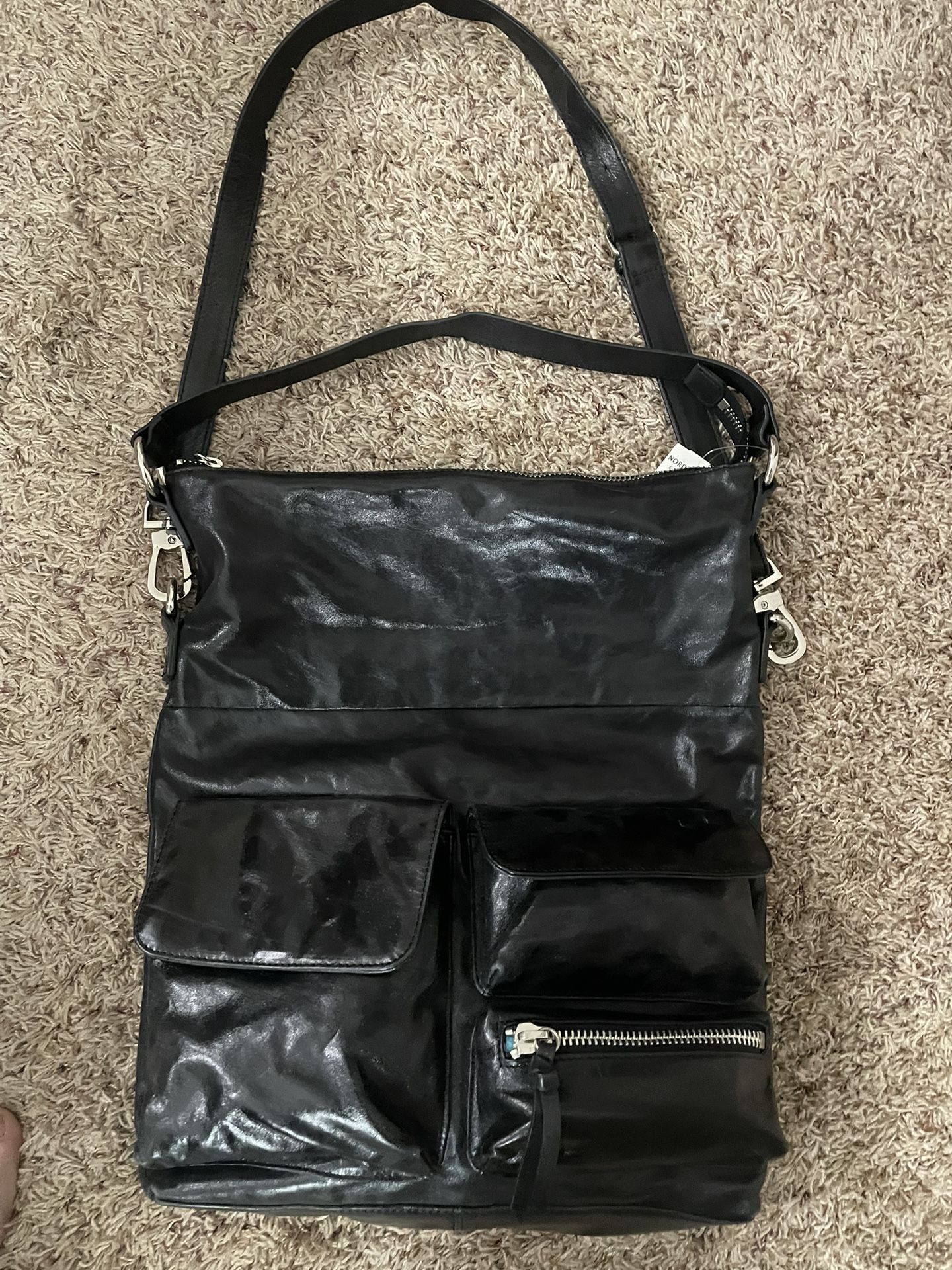 Black Leather Hobo Purse. Never Used!